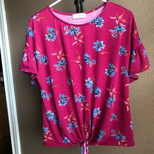 Ladies cotton tie front top